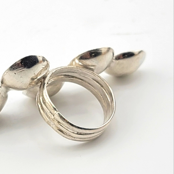 STATEMENT PIECE HANDMADE RING IN STERLING SILVER METAL SIZE 7 - Picture 6 of 6